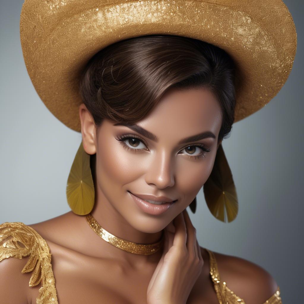 A stunning image of brazilian glamour with radiant confidence.