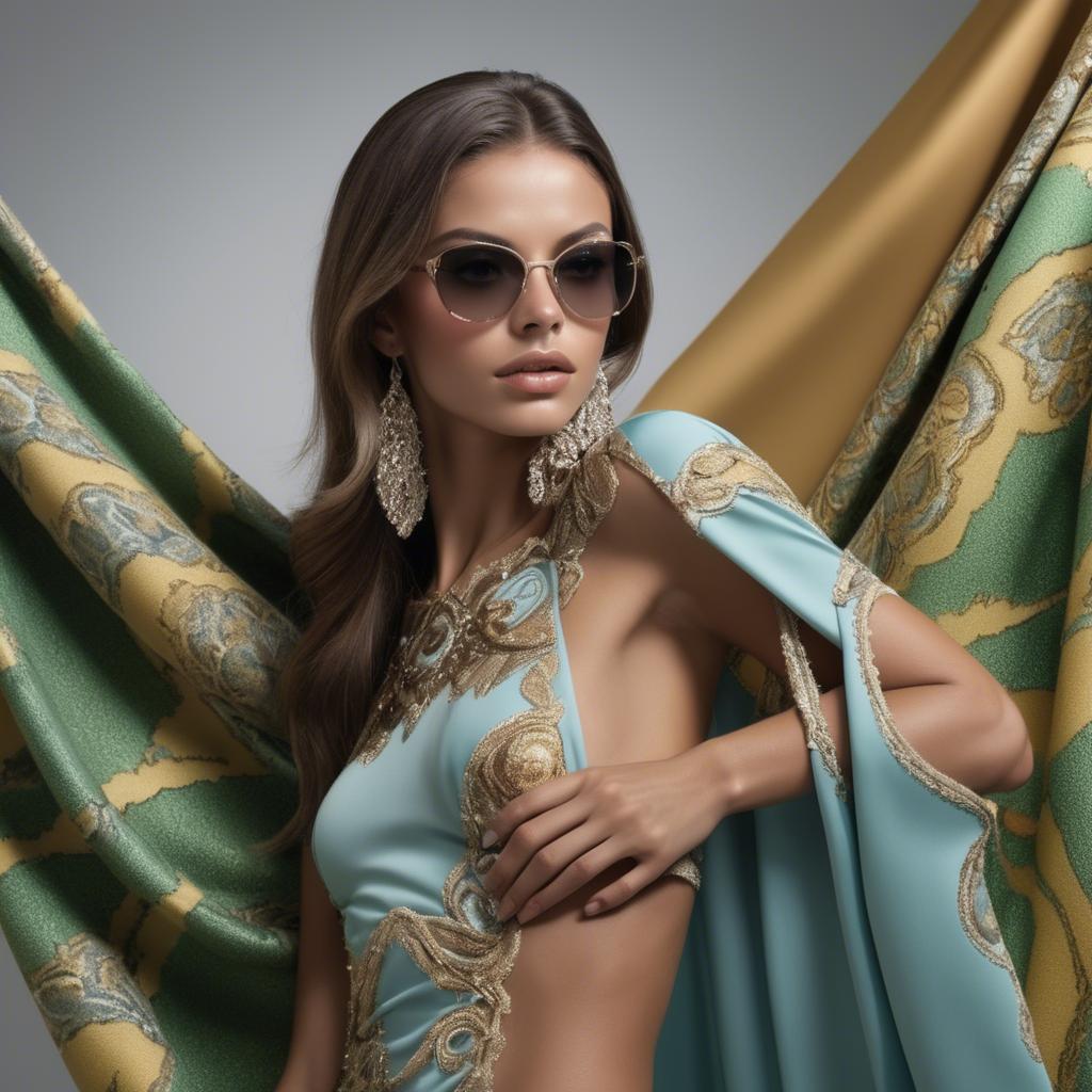 A stunning image of brazilian model in luxurious fabrics.