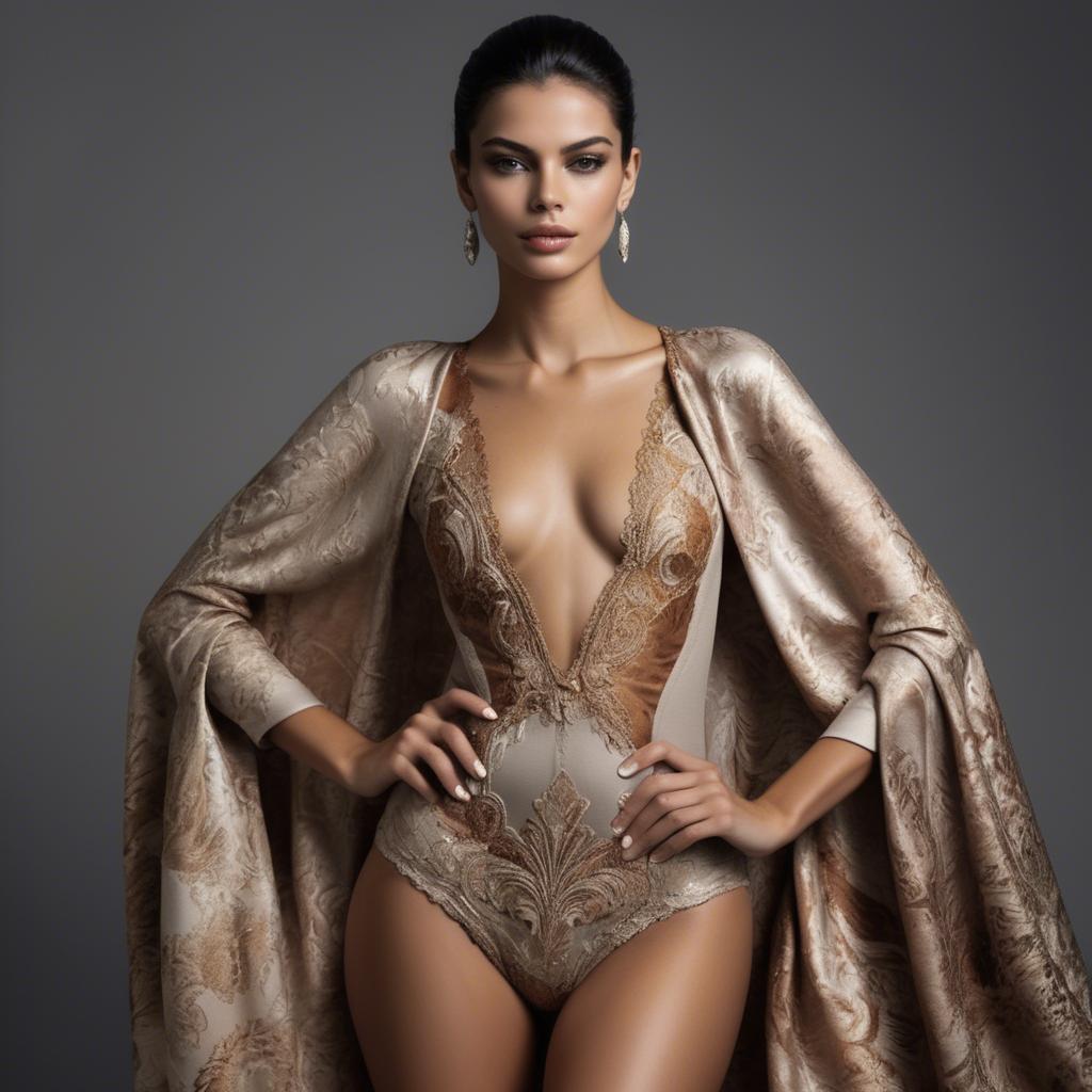 A stunning image of brazilian model in luxurious fabrics.