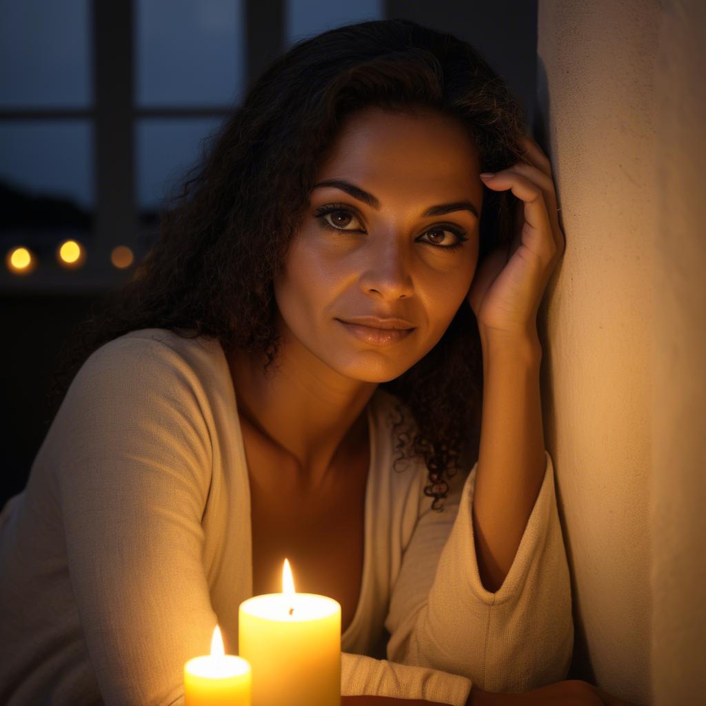 A stunning image of brazilian woman in soft candlelight.
