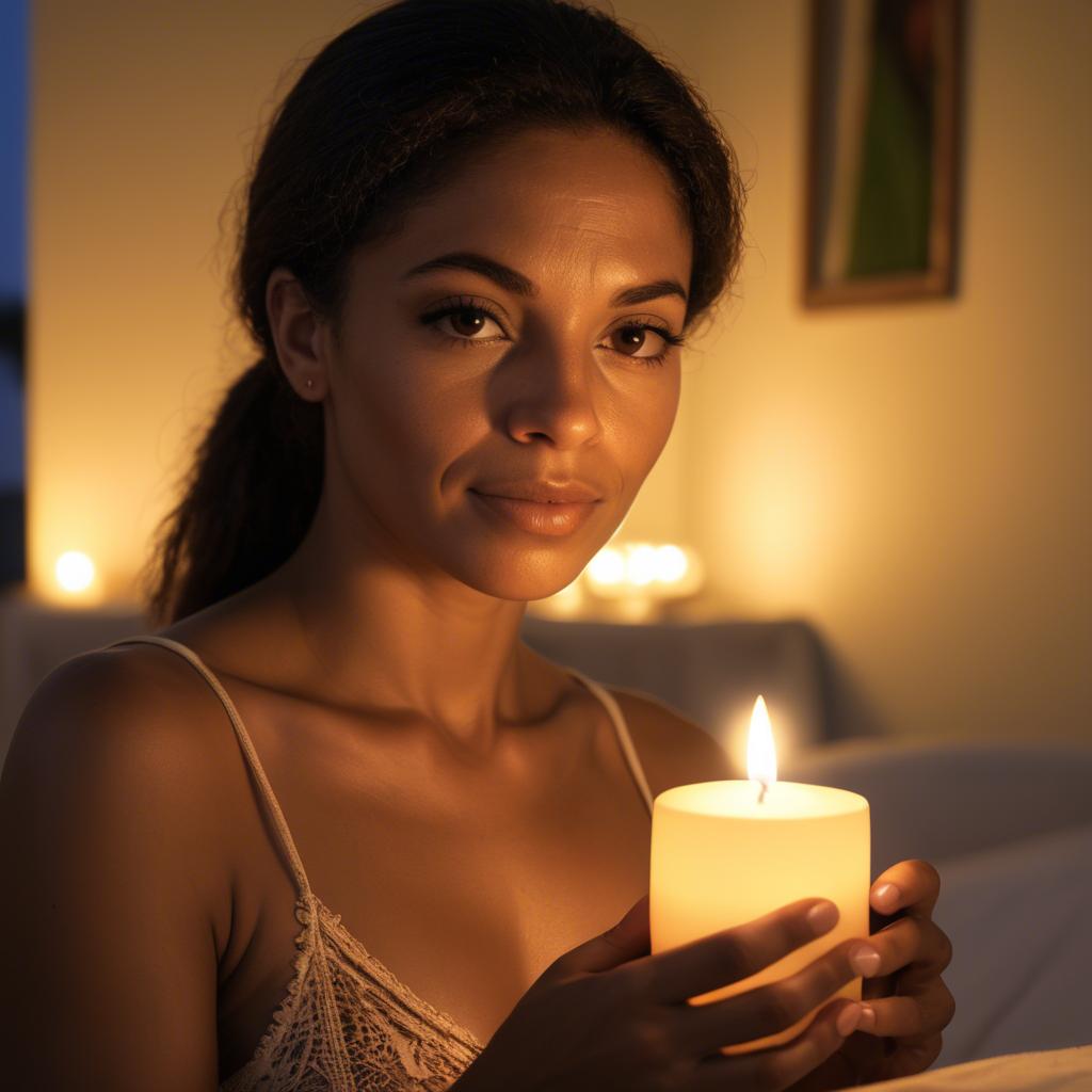 A stunning image of brazilian woman in soft candlelight.