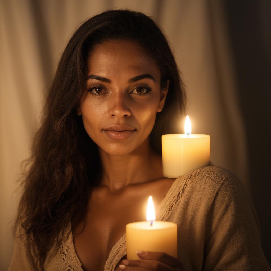 A stunning image of brazilian woman in soft candlelight.