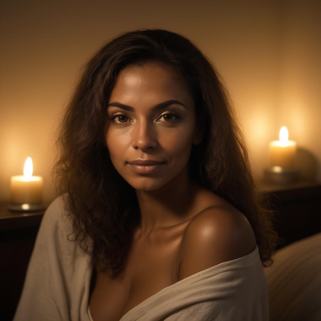 A stunning image of brazilian woman in soft candlelight.