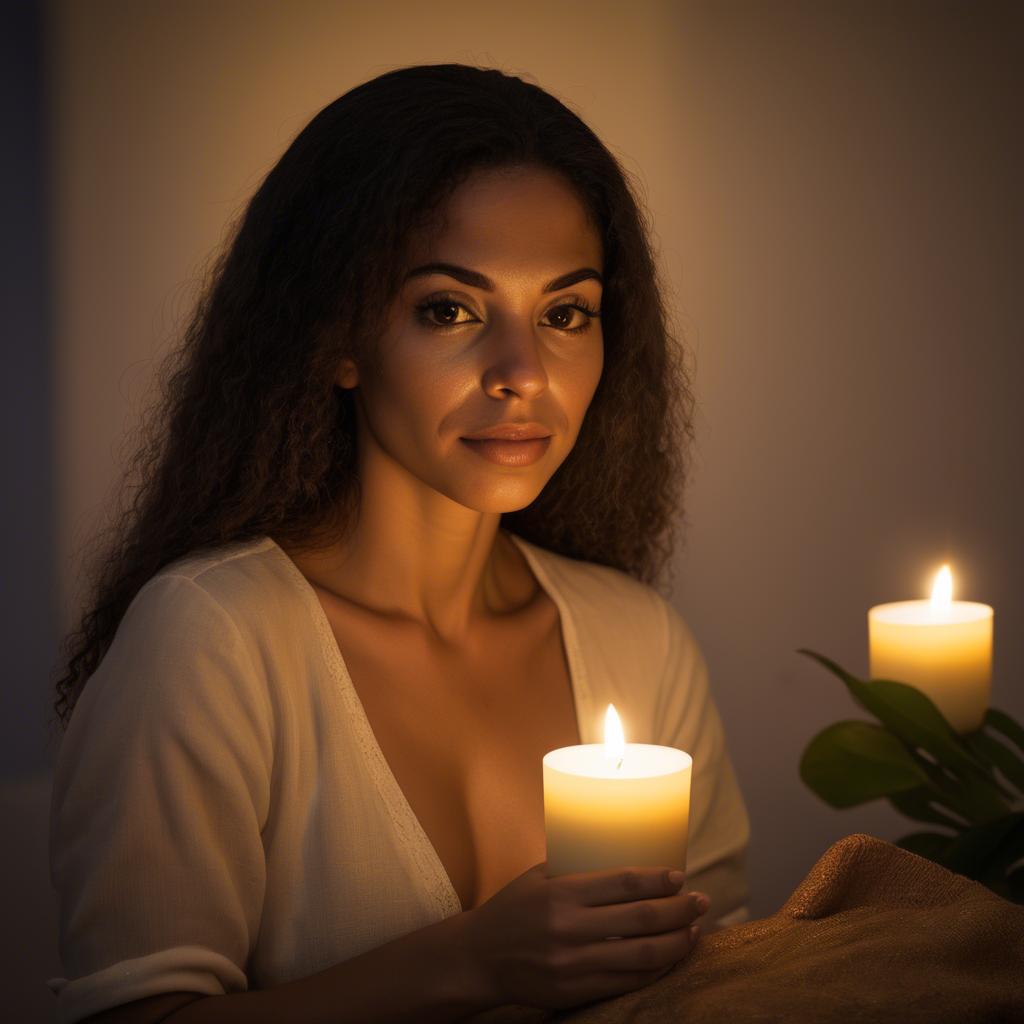 A stunning image of brazilian woman in soft candlelight.