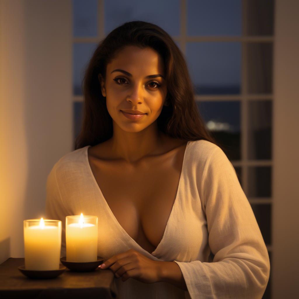 A stunning image of brazilian woman in soft candlelight.