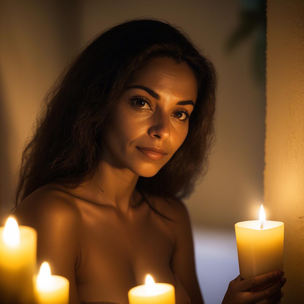 A stunning image of brazilian woman in soft candlelight.