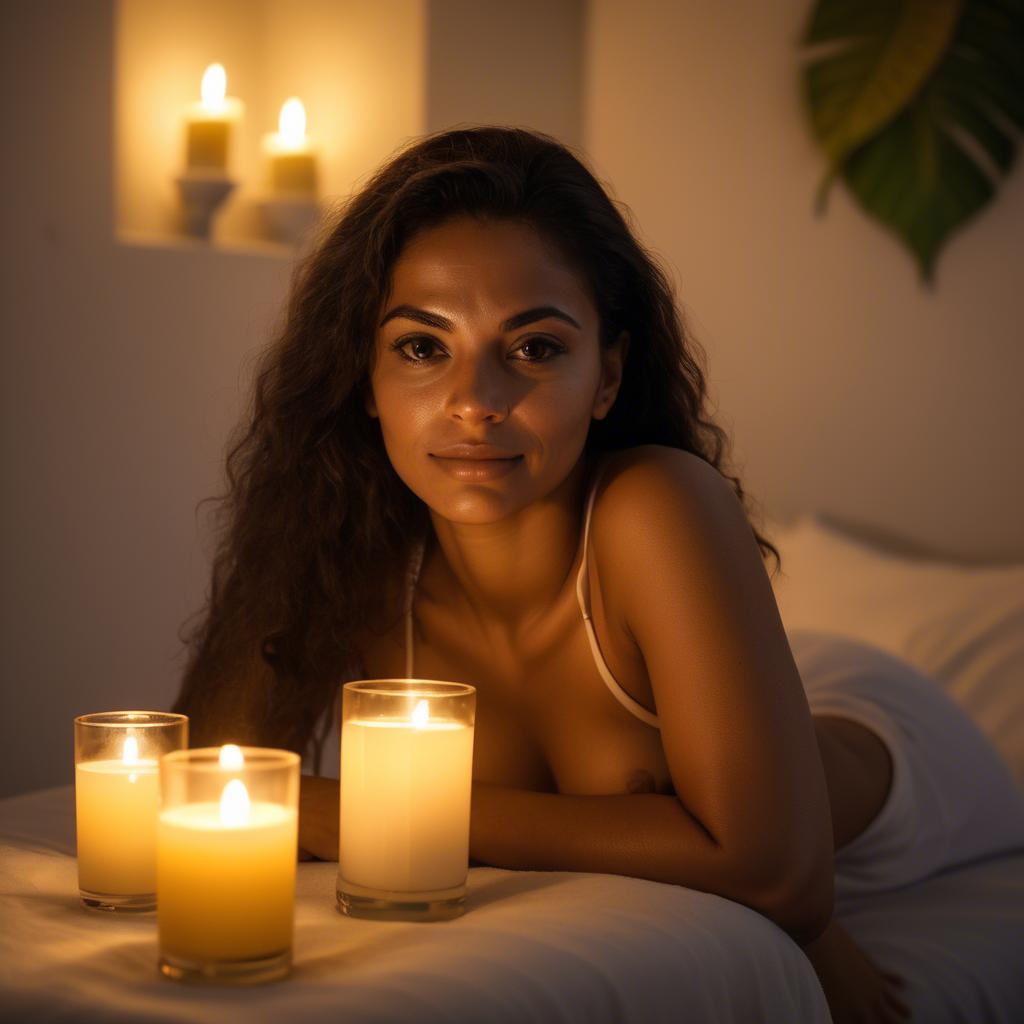 A stunning image of brazilian woman in soft candlelight.