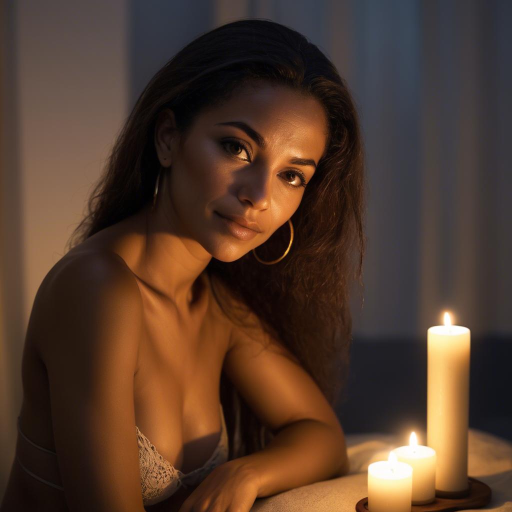 A stunning image of brazilian woman in soft candlelight.