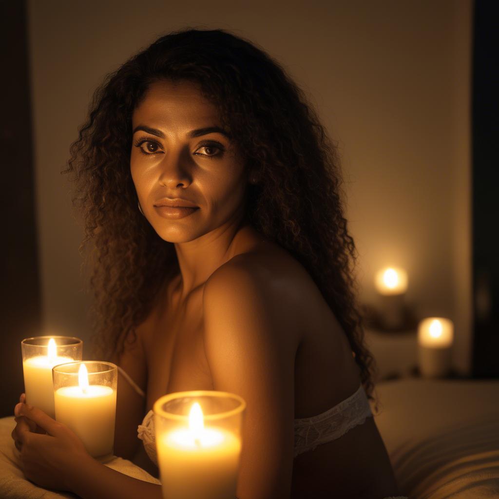 A stunning image of brazilian woman in soft candlelight.