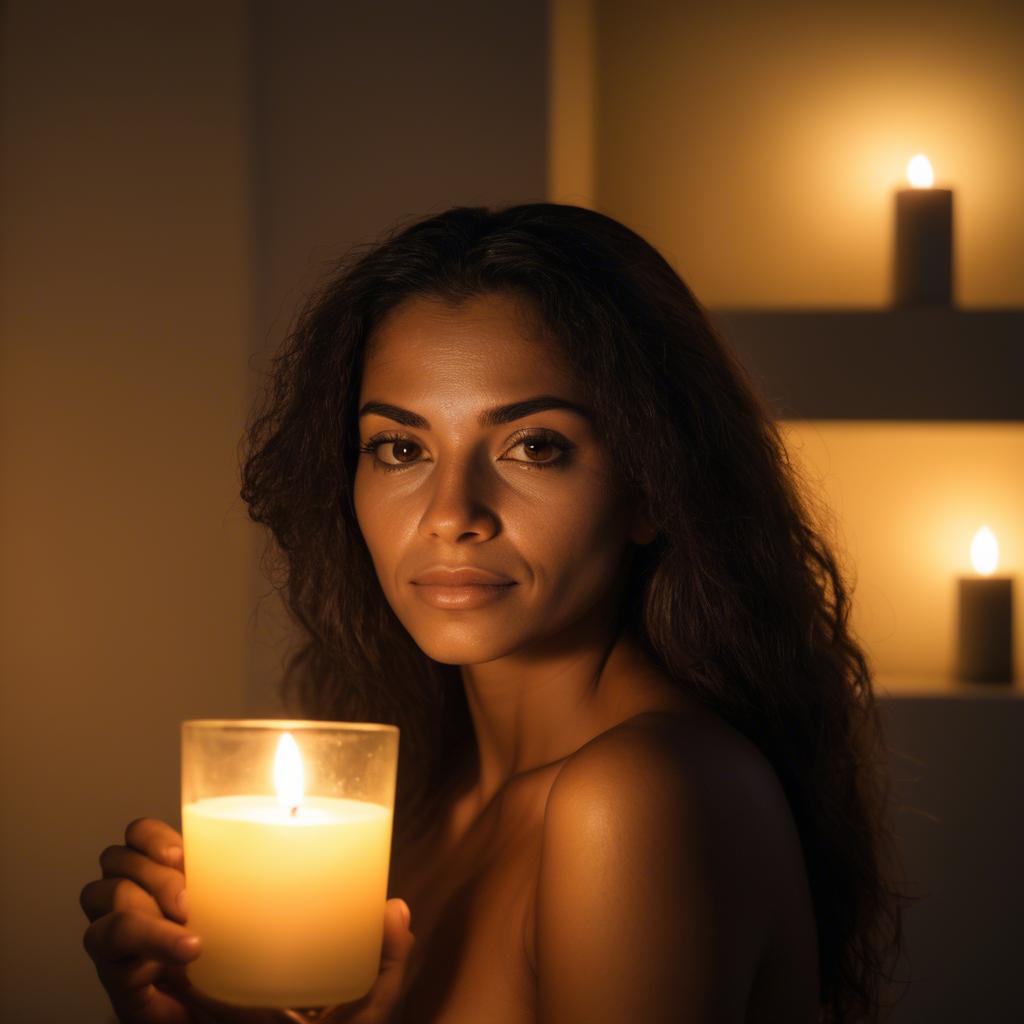 A stunning image of brazilian woman in soft candlelight.
