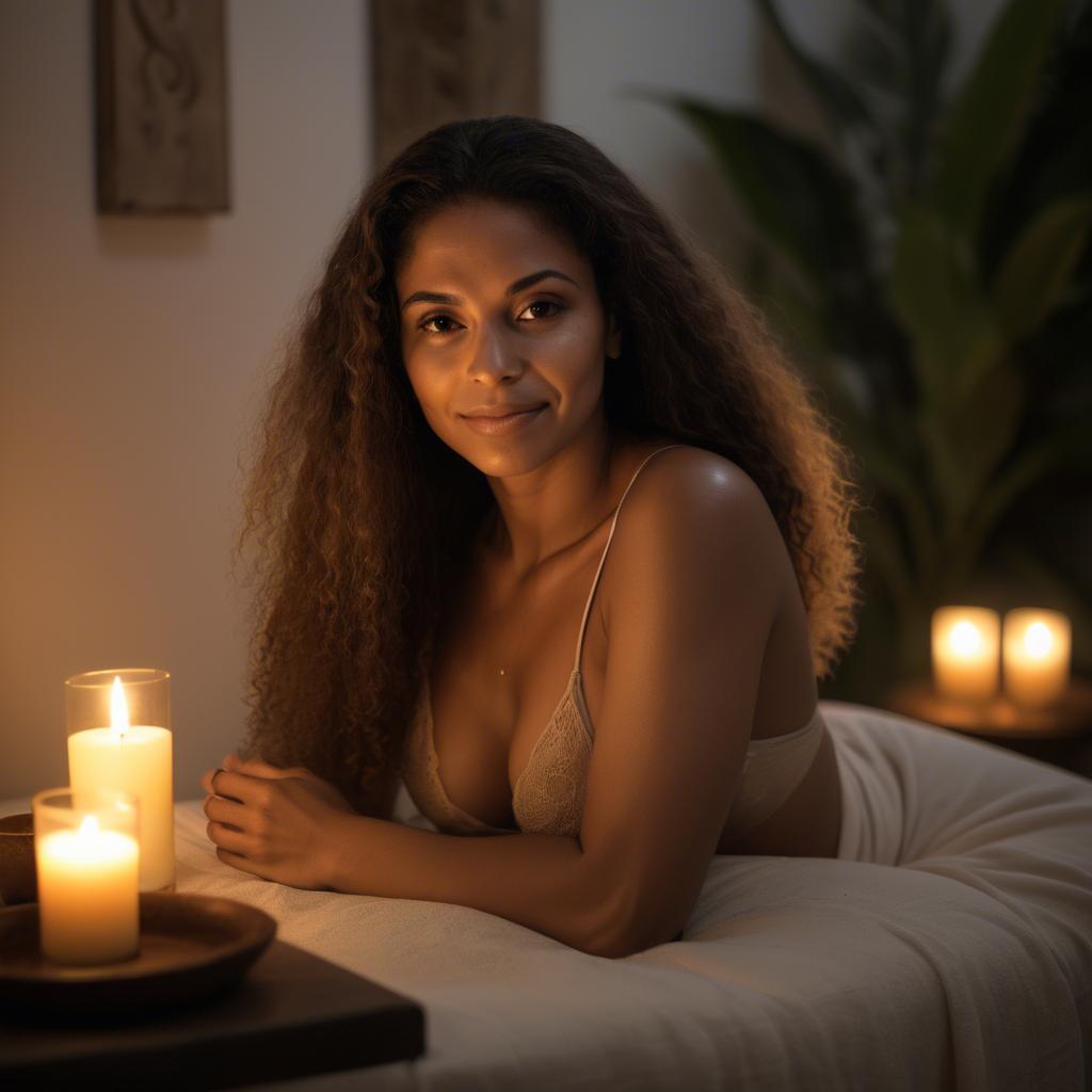 A stunning image of brazilian woman in soft candlelight.