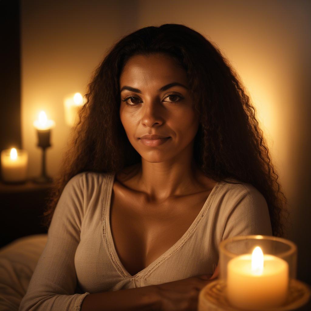 A stunning image of brazilian woman in soft candlelight.