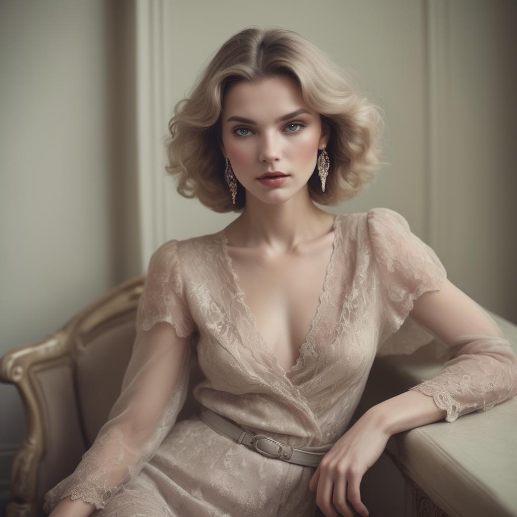 A stunning image of caucasian glamour in soft vintage hues.