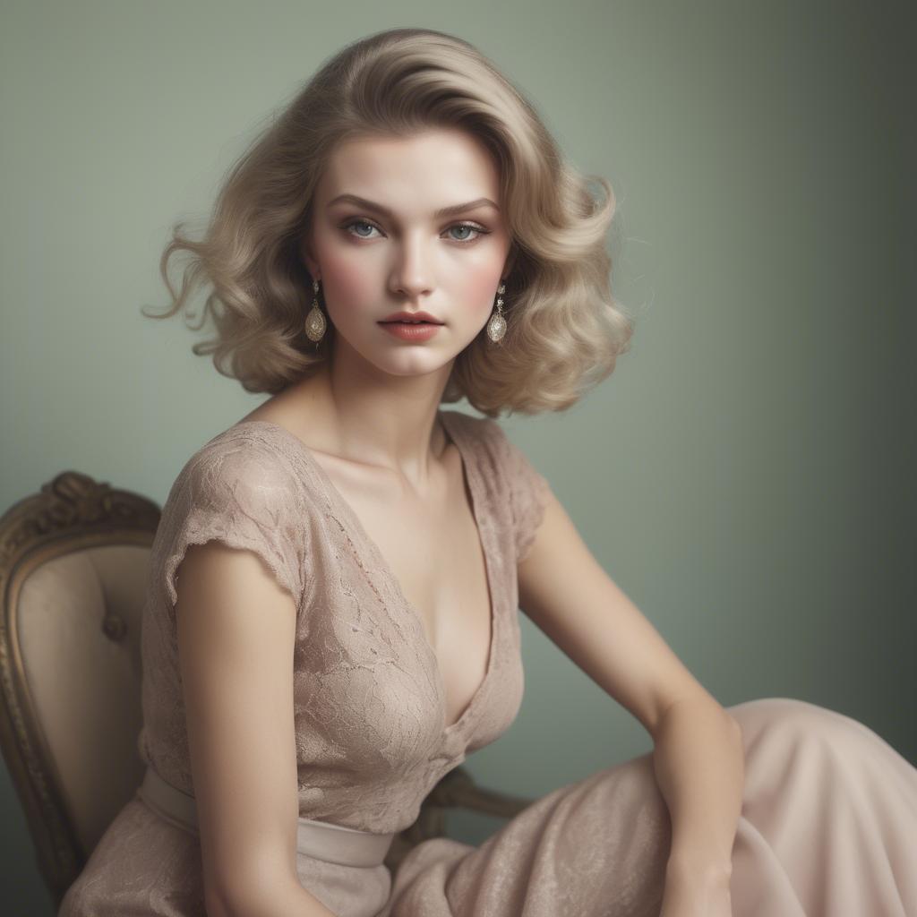 A stunning image of caucasian glamour in soft vintage hues.