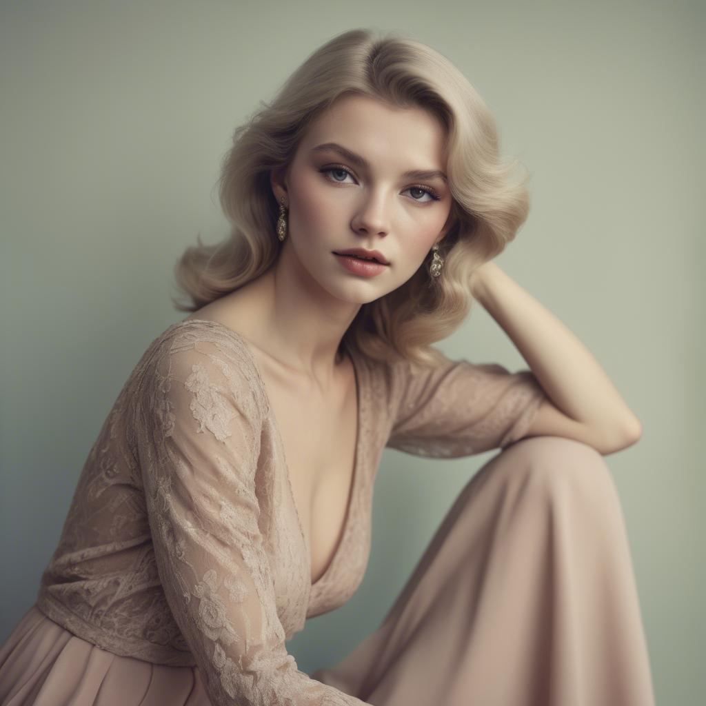 A stunning image of caucasian glamour in soft vintage hues.