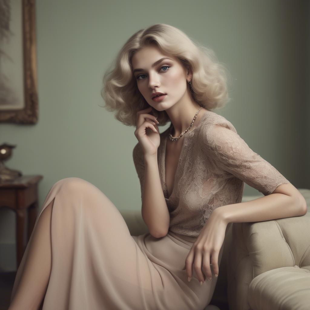 A stunning image of caucasian glamour in soft vintage hues.