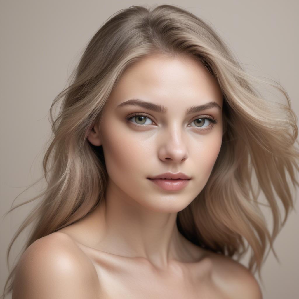 A stunning image of caucasian model in soft natural tones.
