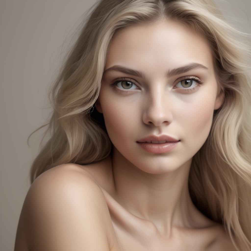 A stunning image of caucasian model in soft natural tones.