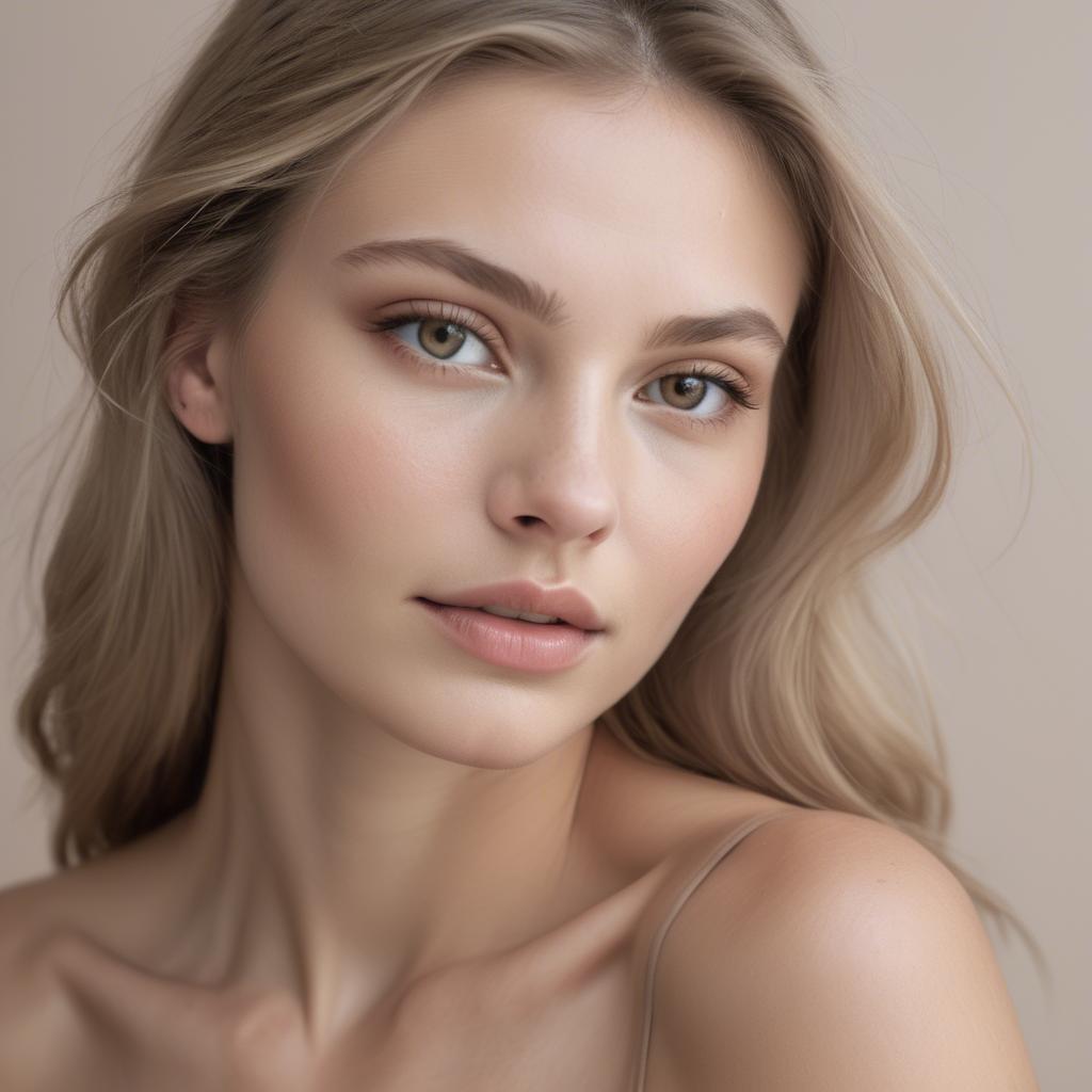 A stunning image of caucasian model in soft natural tones.