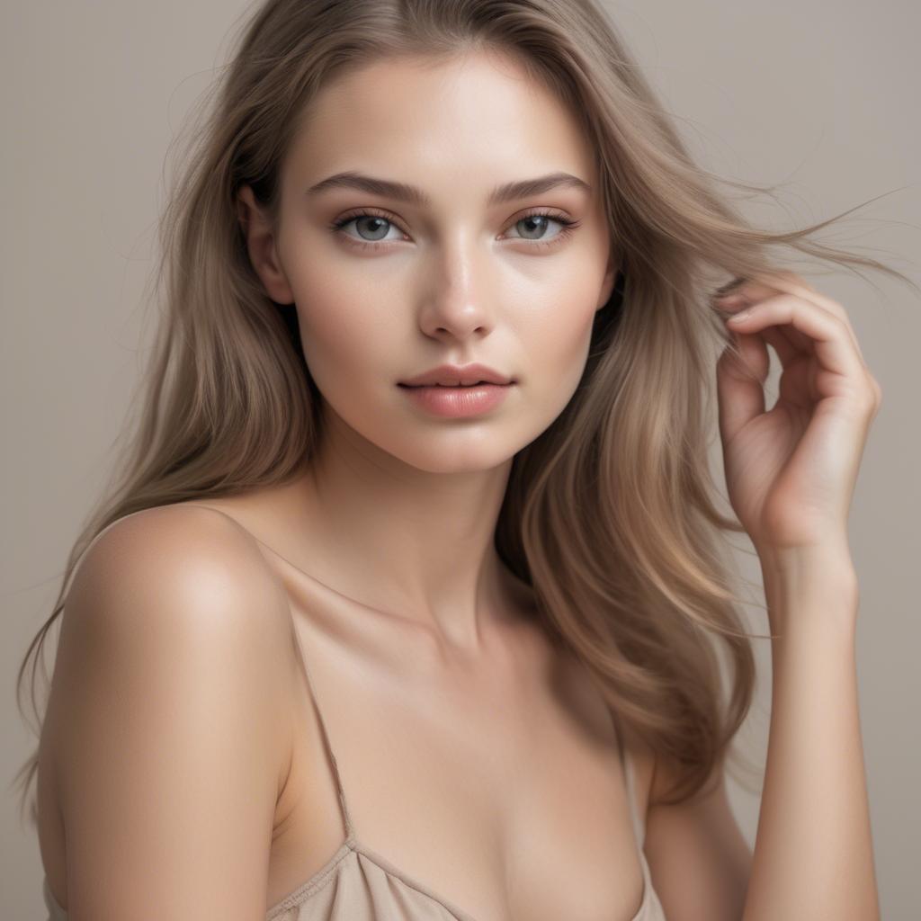 A stunning image of caucasian model in soft natural tones.