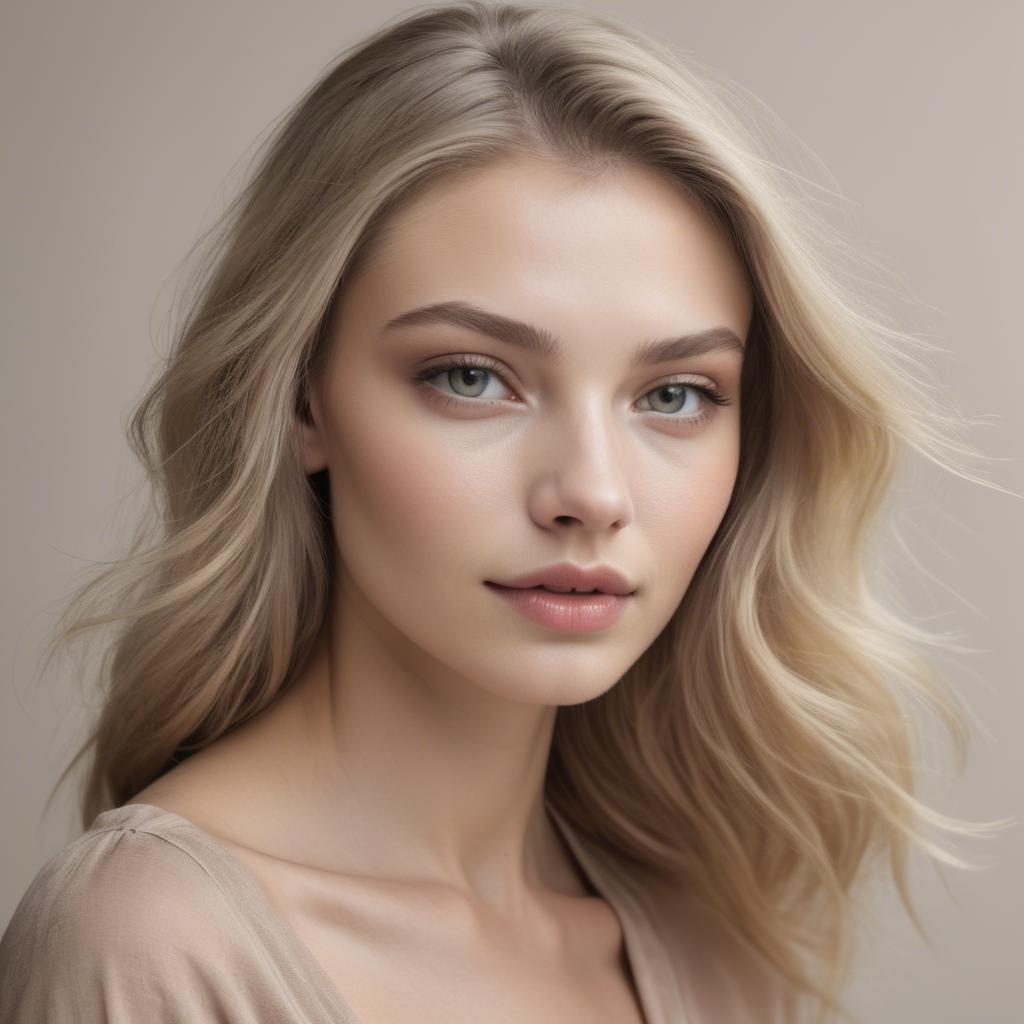 A stunning image of caucasian model in soft natural tones.