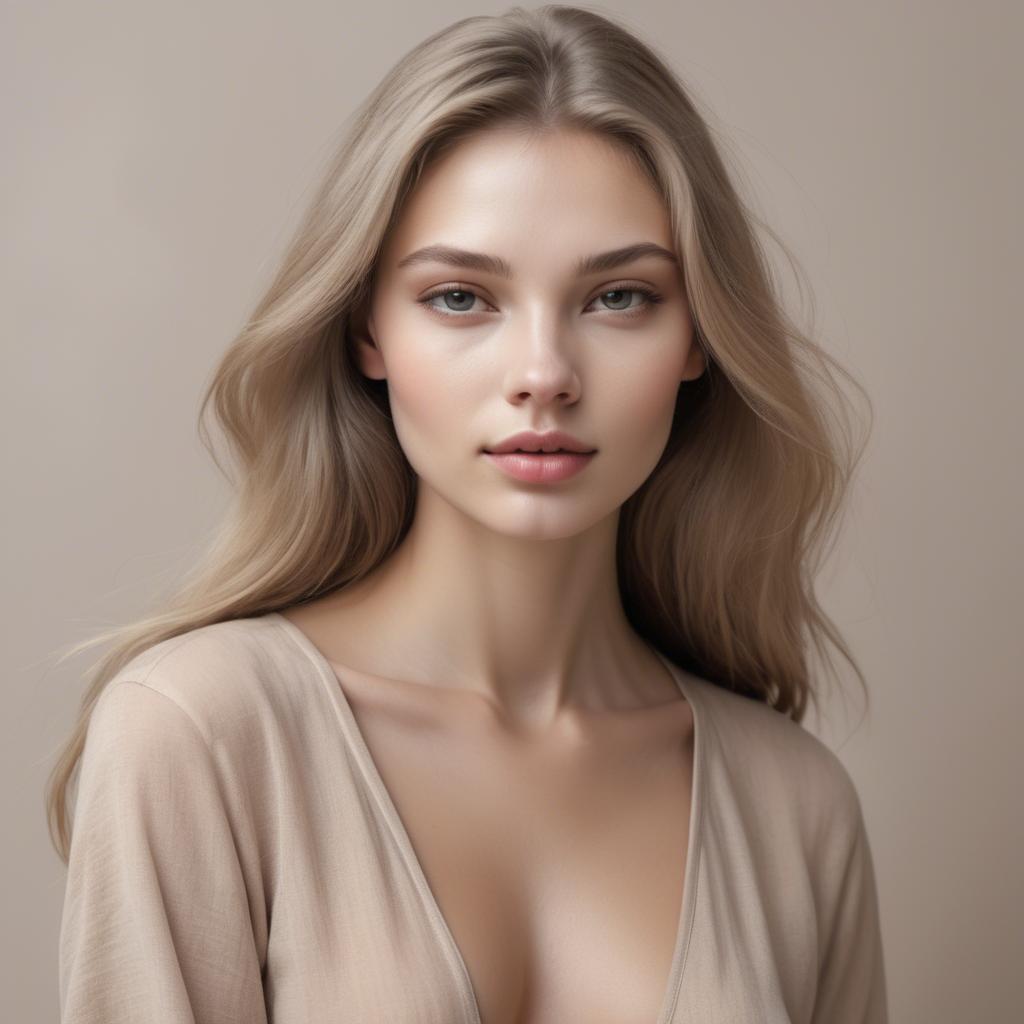 A stunning image of caucasian model in soft natural tones.