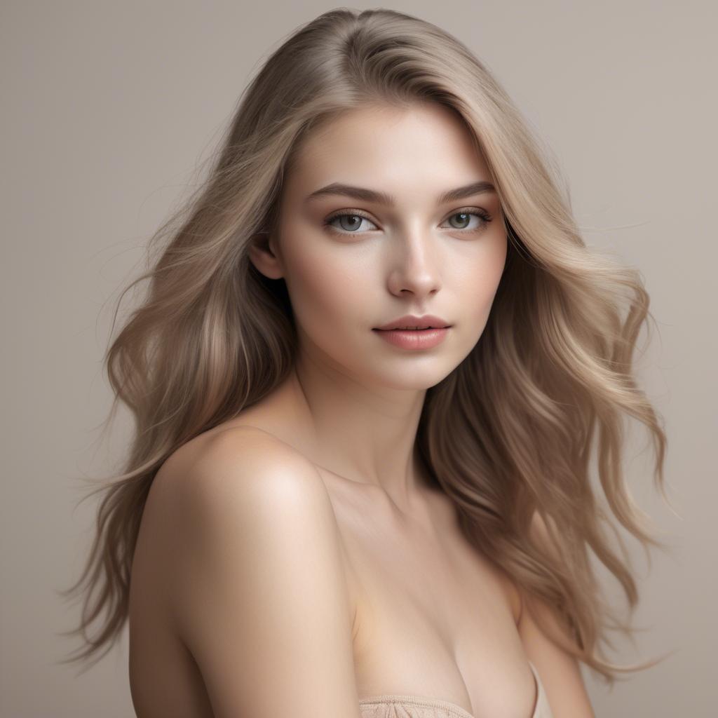 A stunning image of caucasian model in soft natural tones.