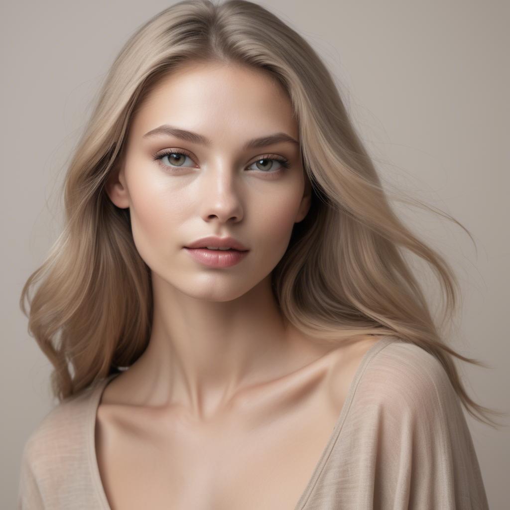 A stunning image of caucasian model in soft natural tones.