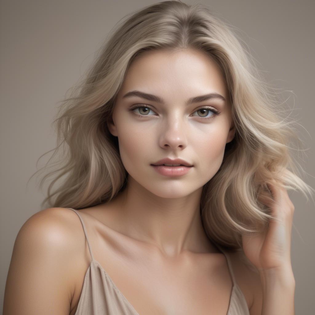 A stunning image of caucasian model in soft natural tones.