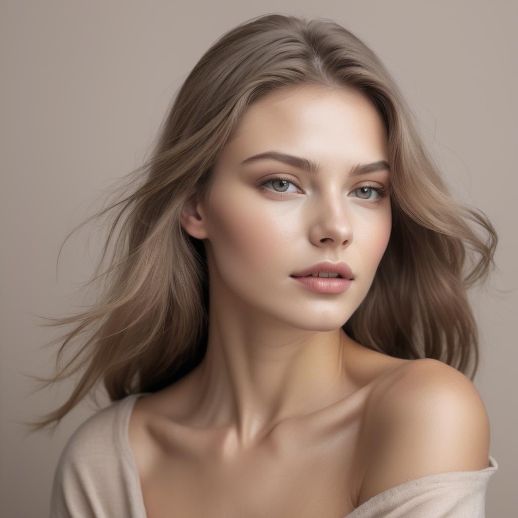 A stunning image of caucasian model in soft natural tones.