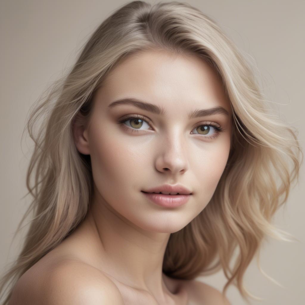 A stunning image of caucasian model in soft natural tones.