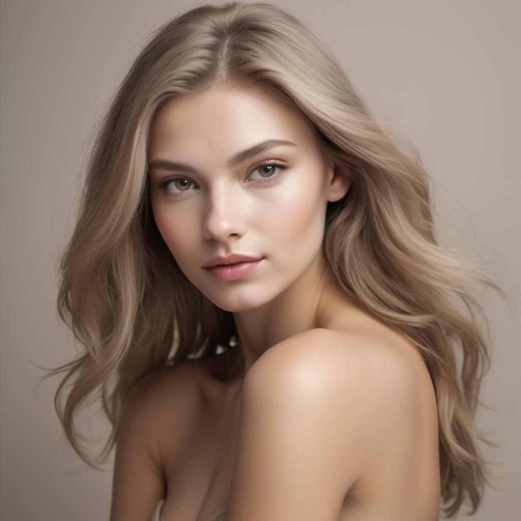 A stunning image of caucasian model in soft natural tones.
