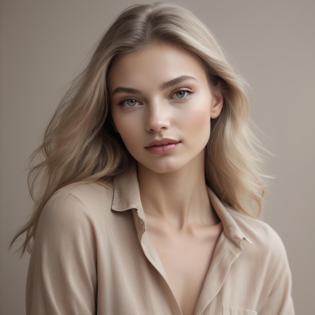 A stunning image of caucasian model in soft natural tones.