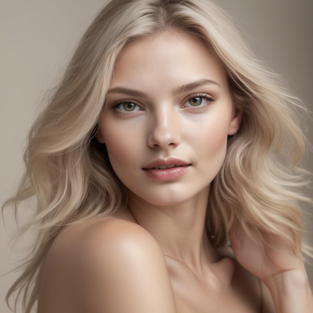 A stunning image of caucasian model in soft natural tones.