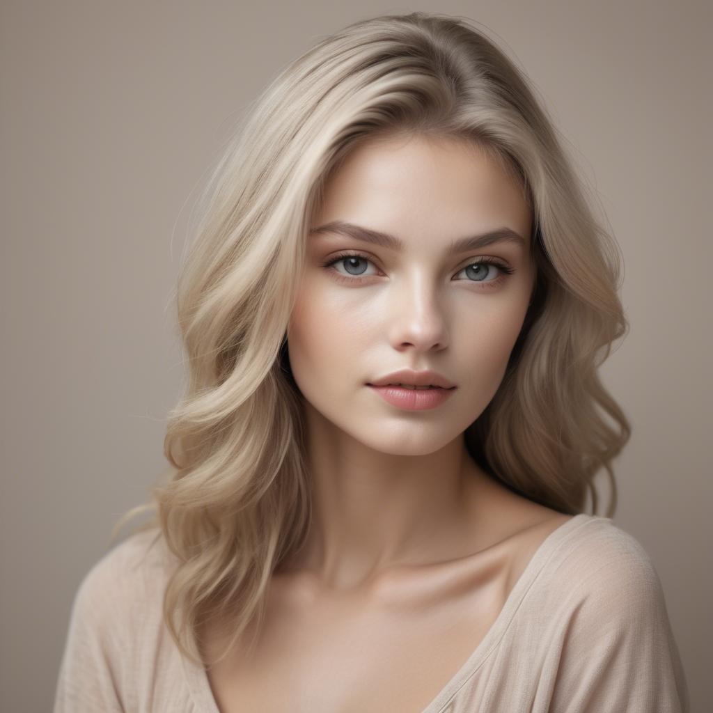 A stunning image of caucasian model in soft natural tones.