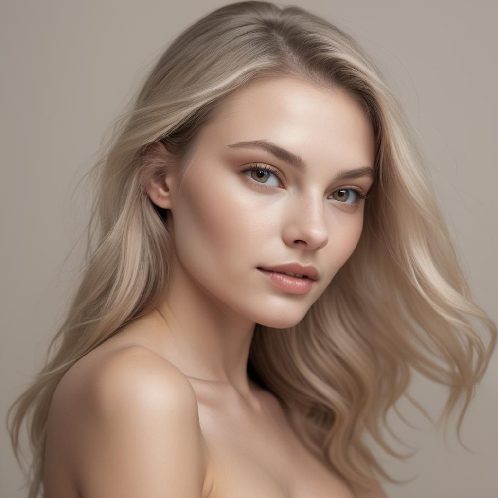 A stunning image of caucasian model in soft natural tones.