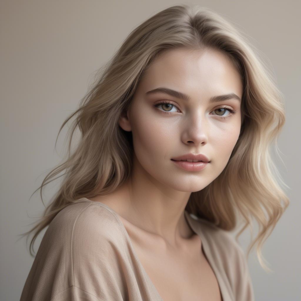 A stunning image of caucasian model in soft natural tones.