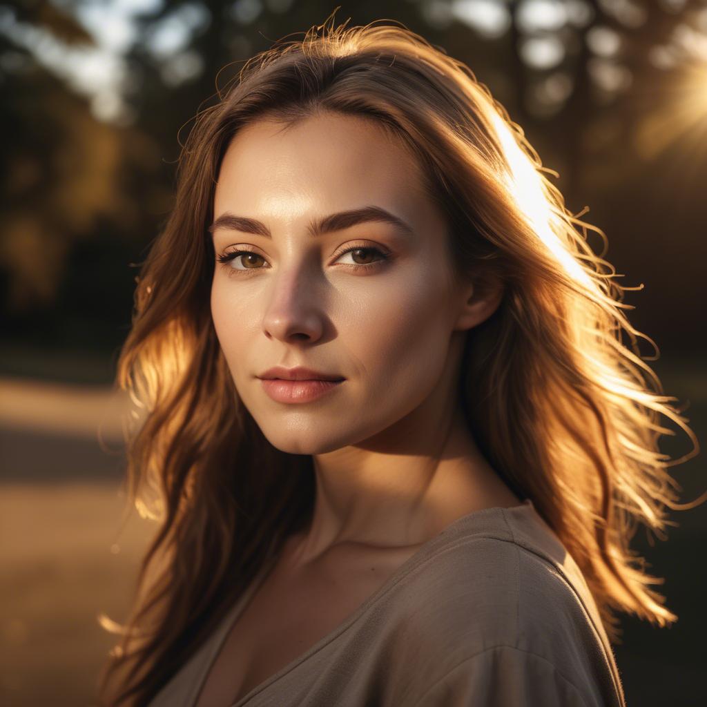 A stunning image of caucasian woman in golden hour lighting.