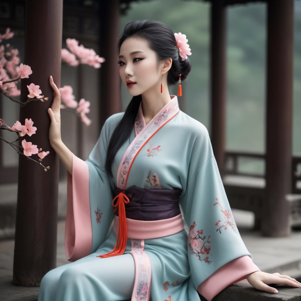 A stunning image of chinese beauty in soft fabrics.