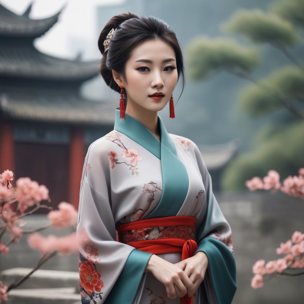 A stunning image of chinese beauty in soft fabrics.
