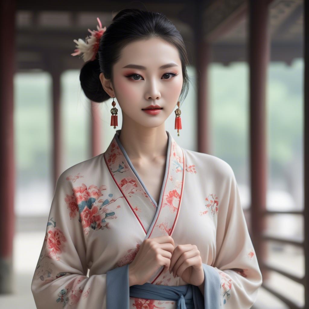 A stunning image of chinese beauty in soft fabrics.