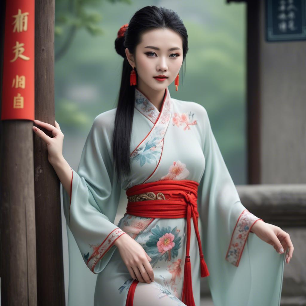 A stunning image of chinese beauty in soft fabrics.