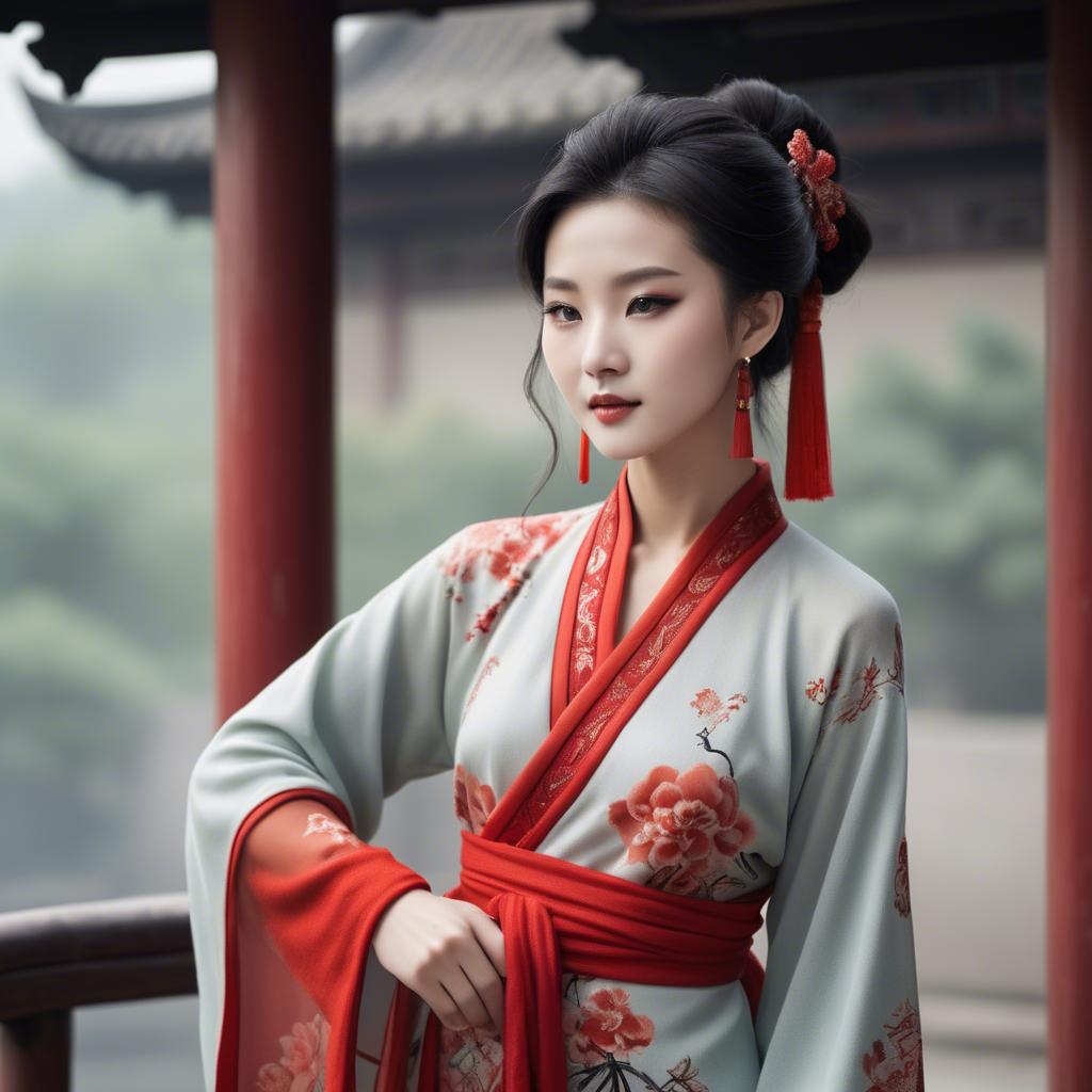 A stunning image of chinese beauty in soft fabrics.