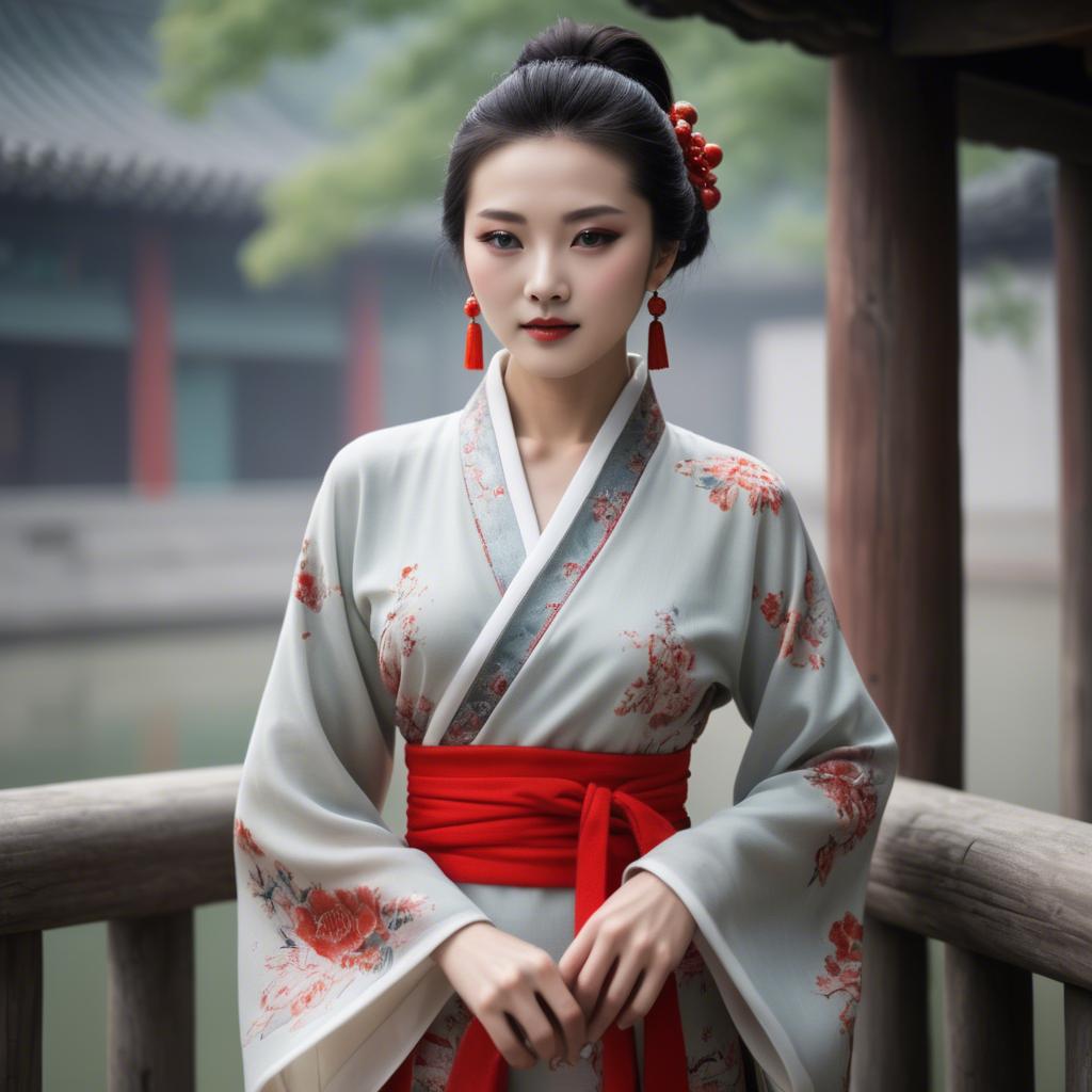 A stunning image of chinese beauty in soft fabrics.