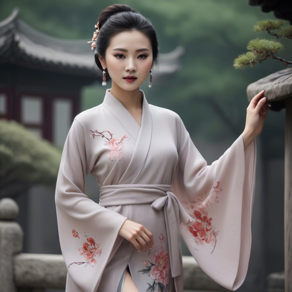 A stunning image of chinese beauty in soft fabrics.