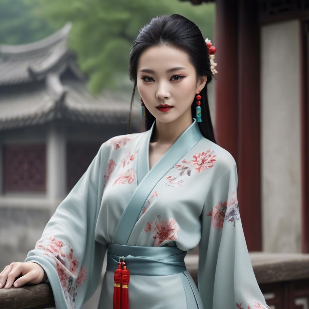 A stunning image of chinese beauty in soft fabrics.
