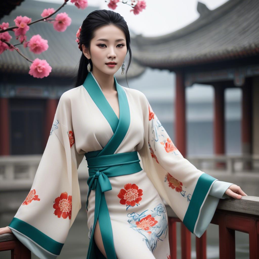 A stunning image of chinese beauty in soft fabrics.