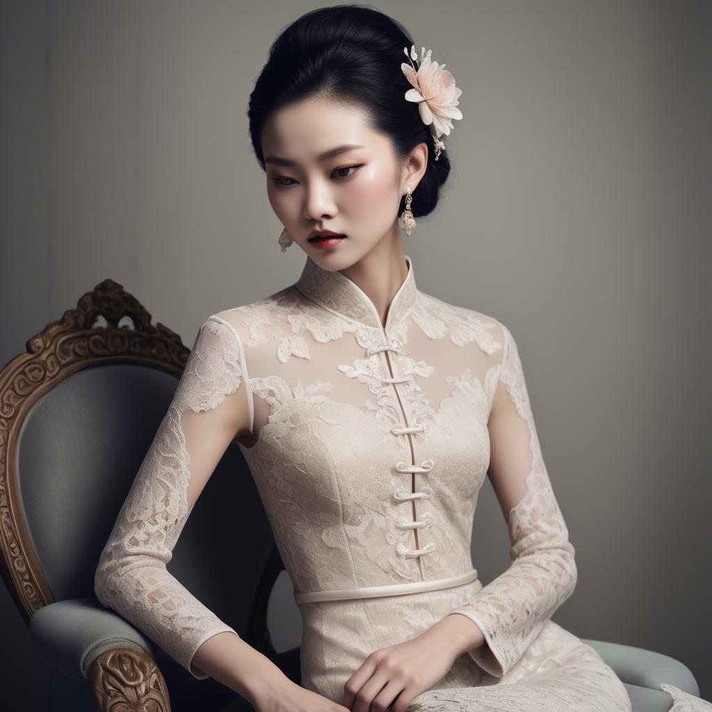 A stunning image of chinese glamour with delicate lace textures.