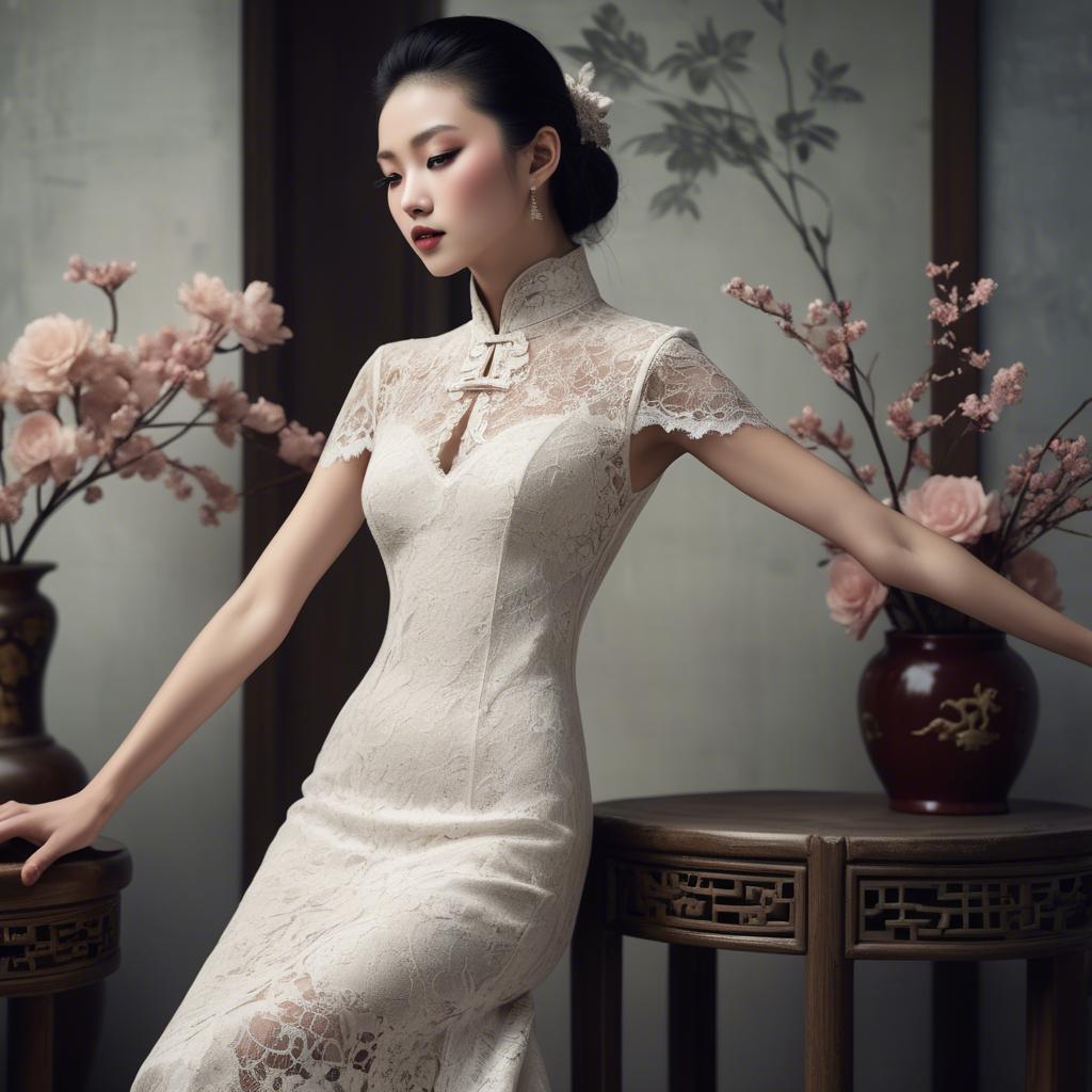 A stunning image of chinese glamour with delicate lace textures.