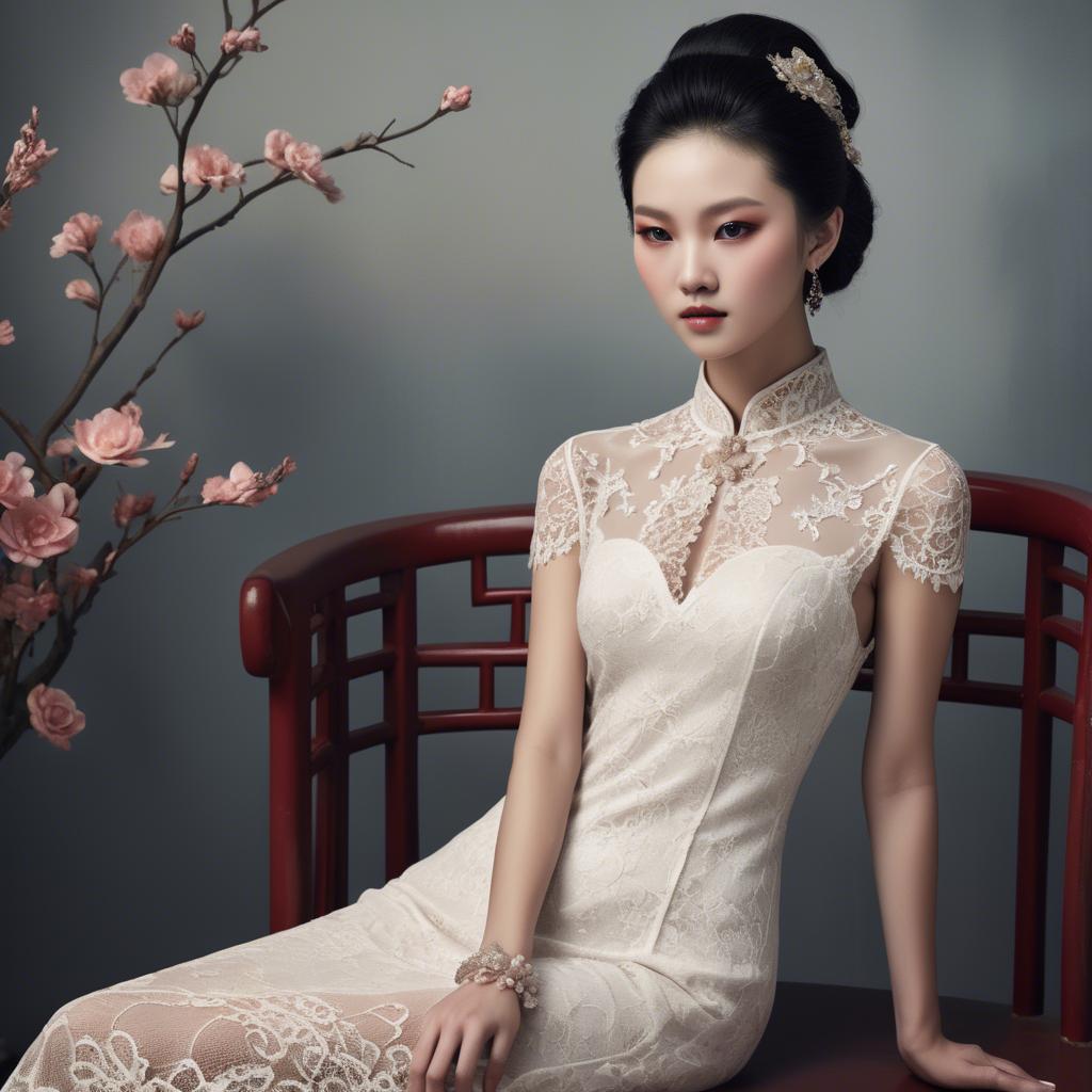 A stunning image of chinese glamour with delicate lace textures.